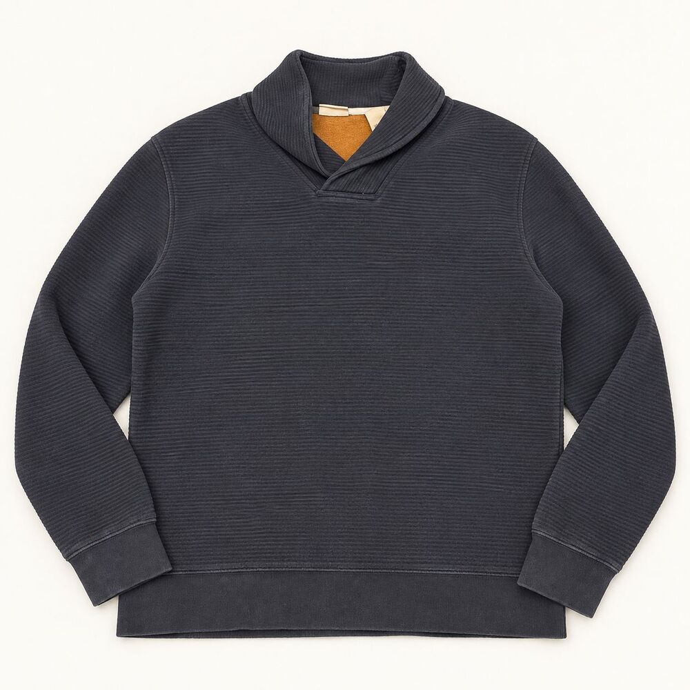 L.L.Bean Shawl Collar Pullover Sweatshirt LG REG Navy Cotton Blend